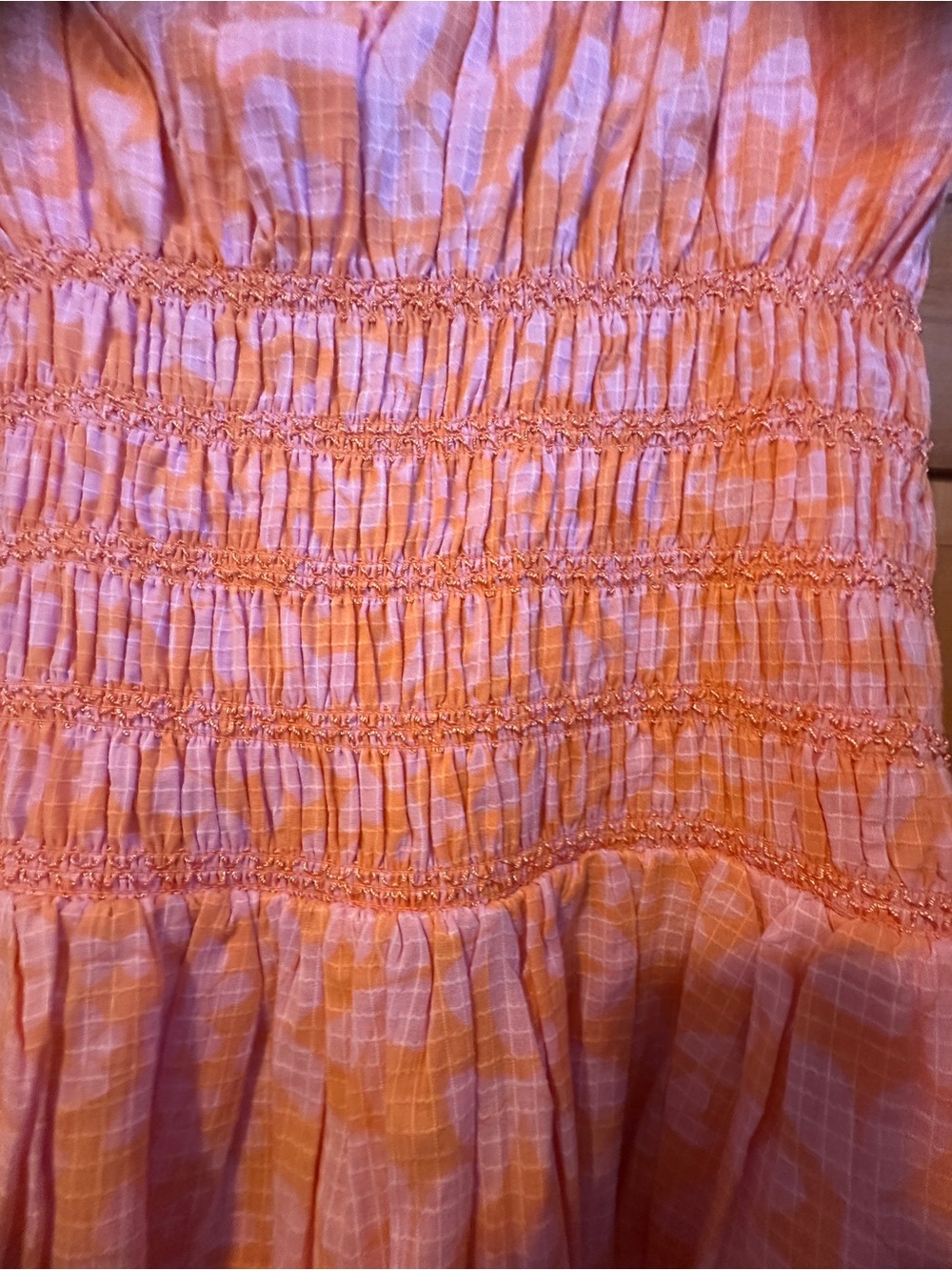 Free People Pink and Orange Smocked Strapless Mini Dress NWT - Picture 7 of 11